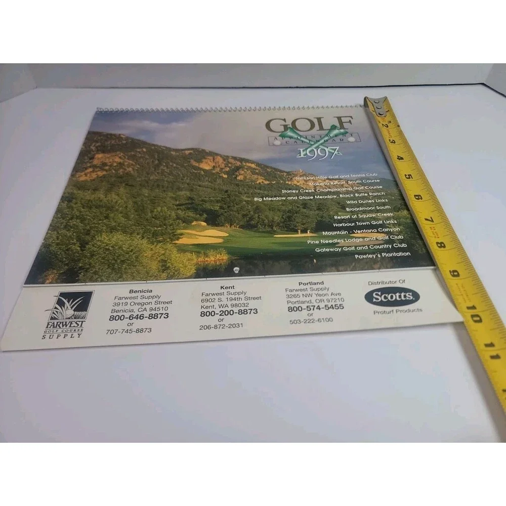 Vintage 1997 Golf Appointment Calendar Farwest Supply Scotts Golf Courses Spiral